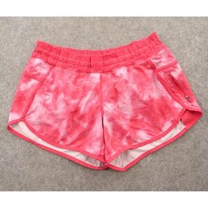 Lululemon Shorts Womens 8 Pink Tie Dye Run Athletic Zip Lined Beat the Heat Logo
